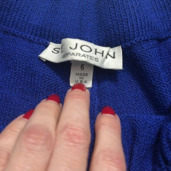 St John Separates dark royal blue knit al blue knit high rise shorts short 6 - Picture 5 of 7